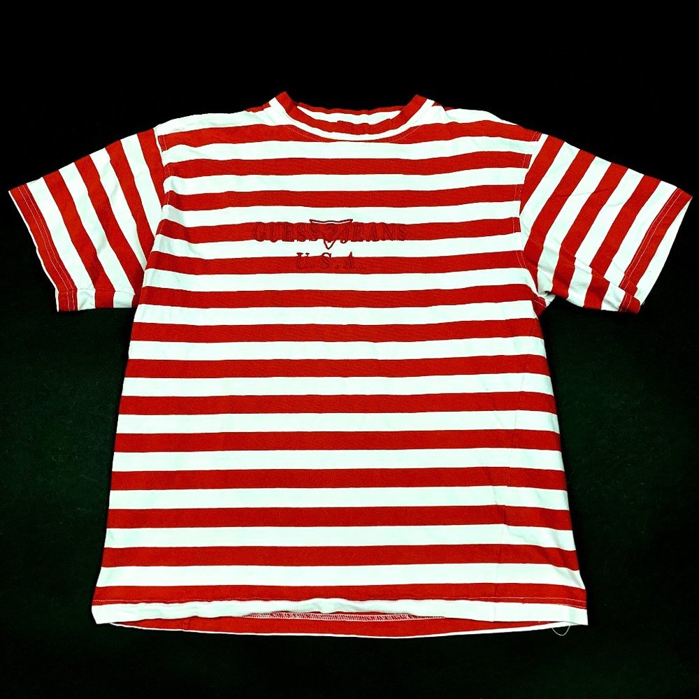 Vtg 90s Guess Jeans USA Retro Striped T-Shirt BOYS